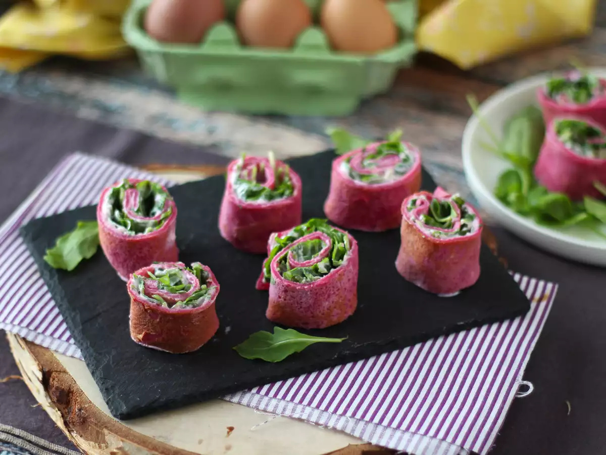 Рецепта Ролки от крепи от цвекло с рикота и рукола