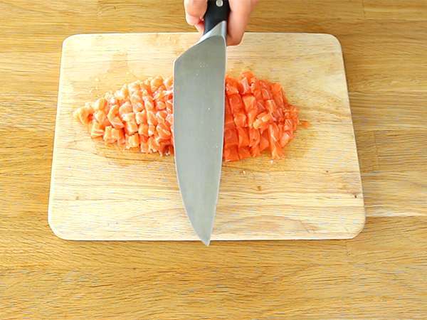 Тартар от прясна сьомга и зелена ябълка - Подготовка стъпка 1