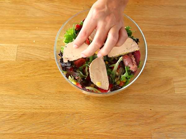 Салата Landaise с foie gras (салата Перигор) - Подготовка стъпка 4