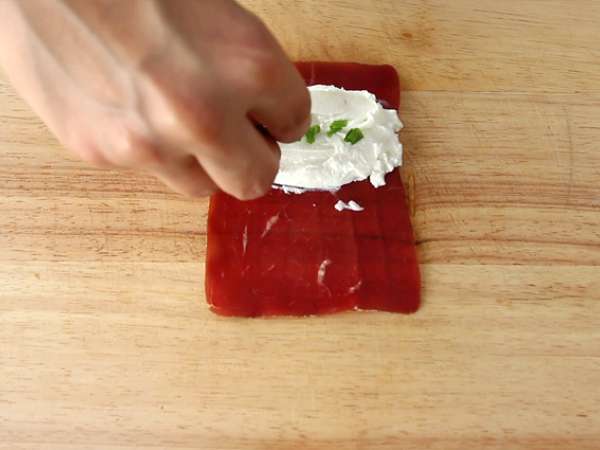 Bündnerfleisch ролки с Chavroux - Подготовка стъпка 2