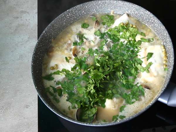 Задушена мерлуза, миди и грах - Подготовка стъпка 4