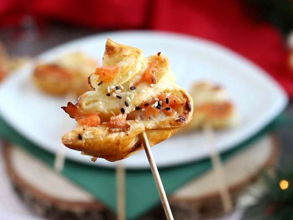 Елхи от бутер тесто с два вида сьомга - Подготовка стъпка 7