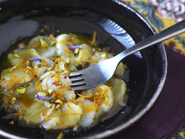 Карпачо от миди с цитрусов винегрет и шамфъстък - елегантно и лесно за приготвяне предястие. - Подготовка стъпка 4