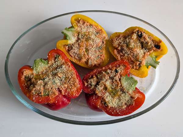 Печени вегетариански пълнени чушки: лесна и вкусна рецепта със зеленчуци и сирене моцарела - Подготовка стъпка 7