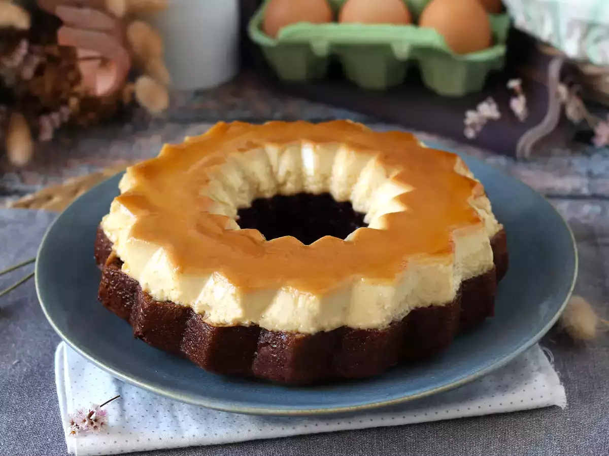 Choco flan, перфектната комбинация от влажна шоколадова торта и ванилов карамелен флан - снимка 2