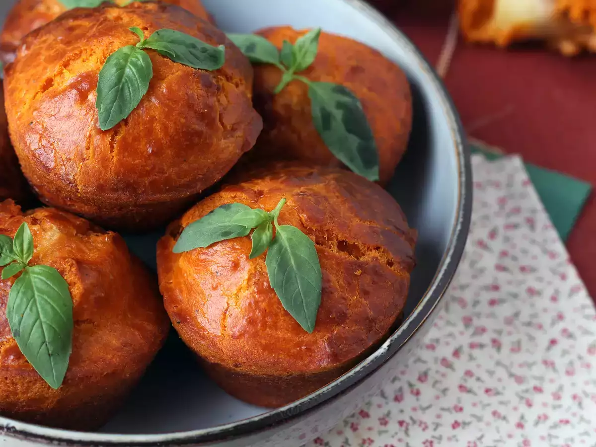 Доматени мъфини с топящо се сърце от моцарела - снимка 3