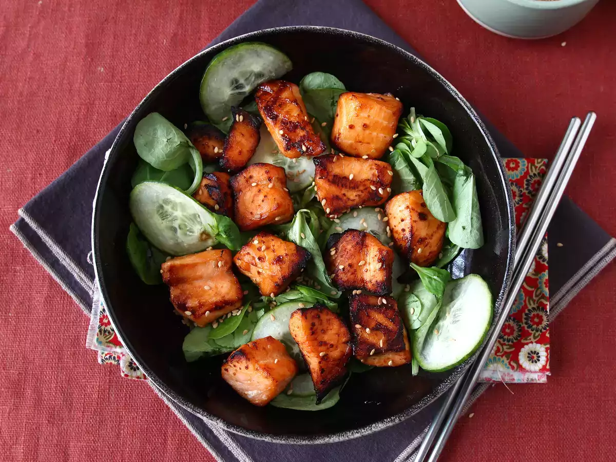 Хапки от сьомга с азиатска марината във фритюрник - снимка 3