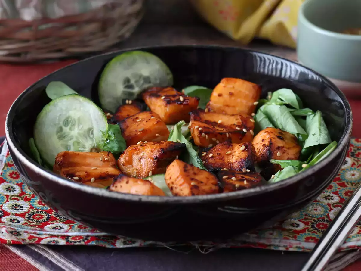 Хапки от сьомга с азиатска марината във фритюрник - снимка 5