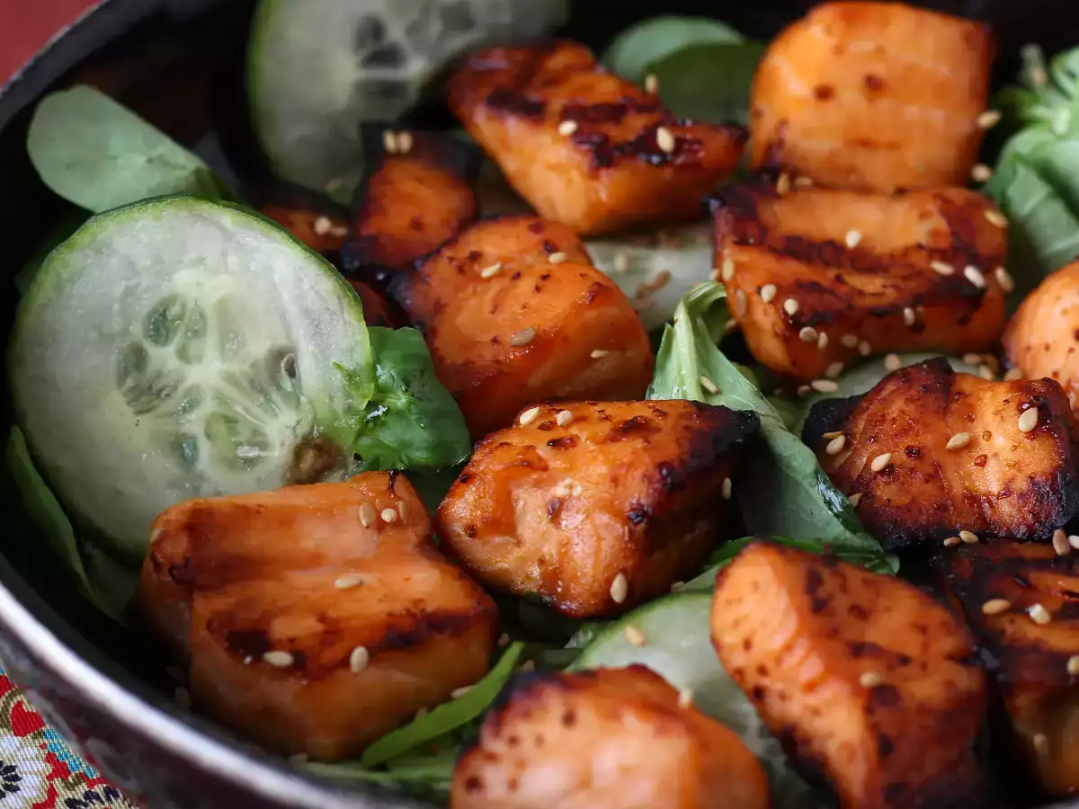 Хапки от сьомга с азиатска марината във фритюрник - снимка 6