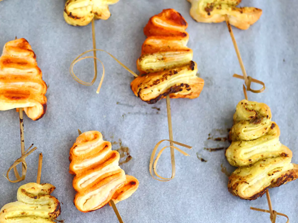 Коледни елхи от бутер тесто с песто за коледен аперитив - снимка 3