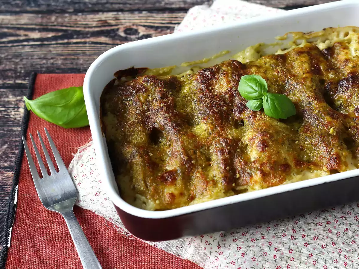 Кремообразно песто cannelloni au gratin: лесната и вкусна рецепта - снимка 3