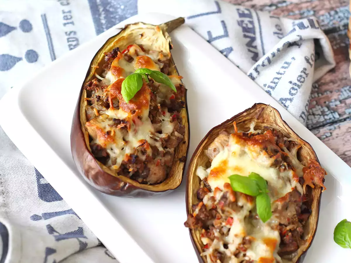 Пълнени патладжани с моцарела au gratin - снимка 6