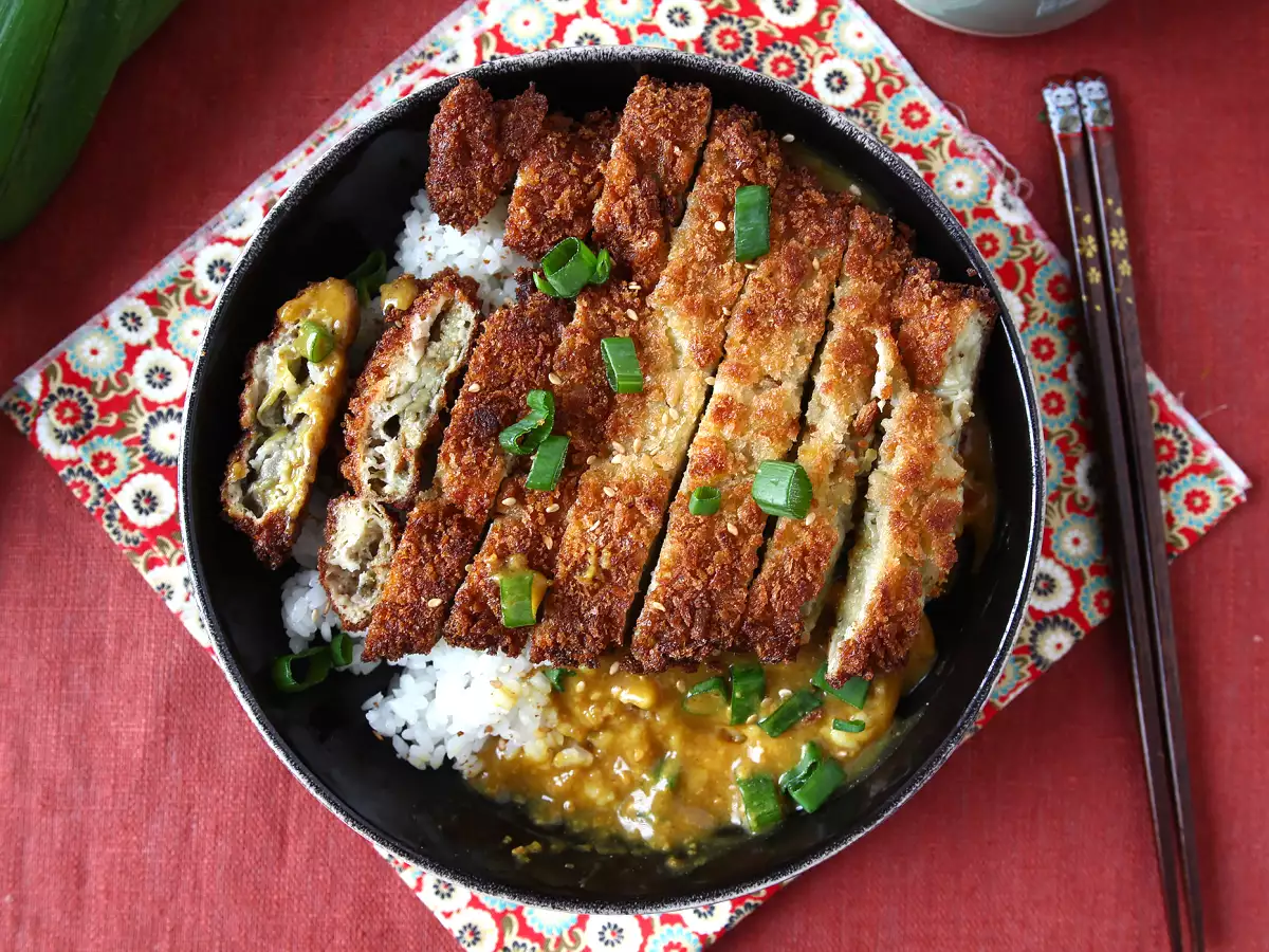 Паниран патладжан с панировка панко, японско къри в стил кацу, но вегетарианско - снимка 2