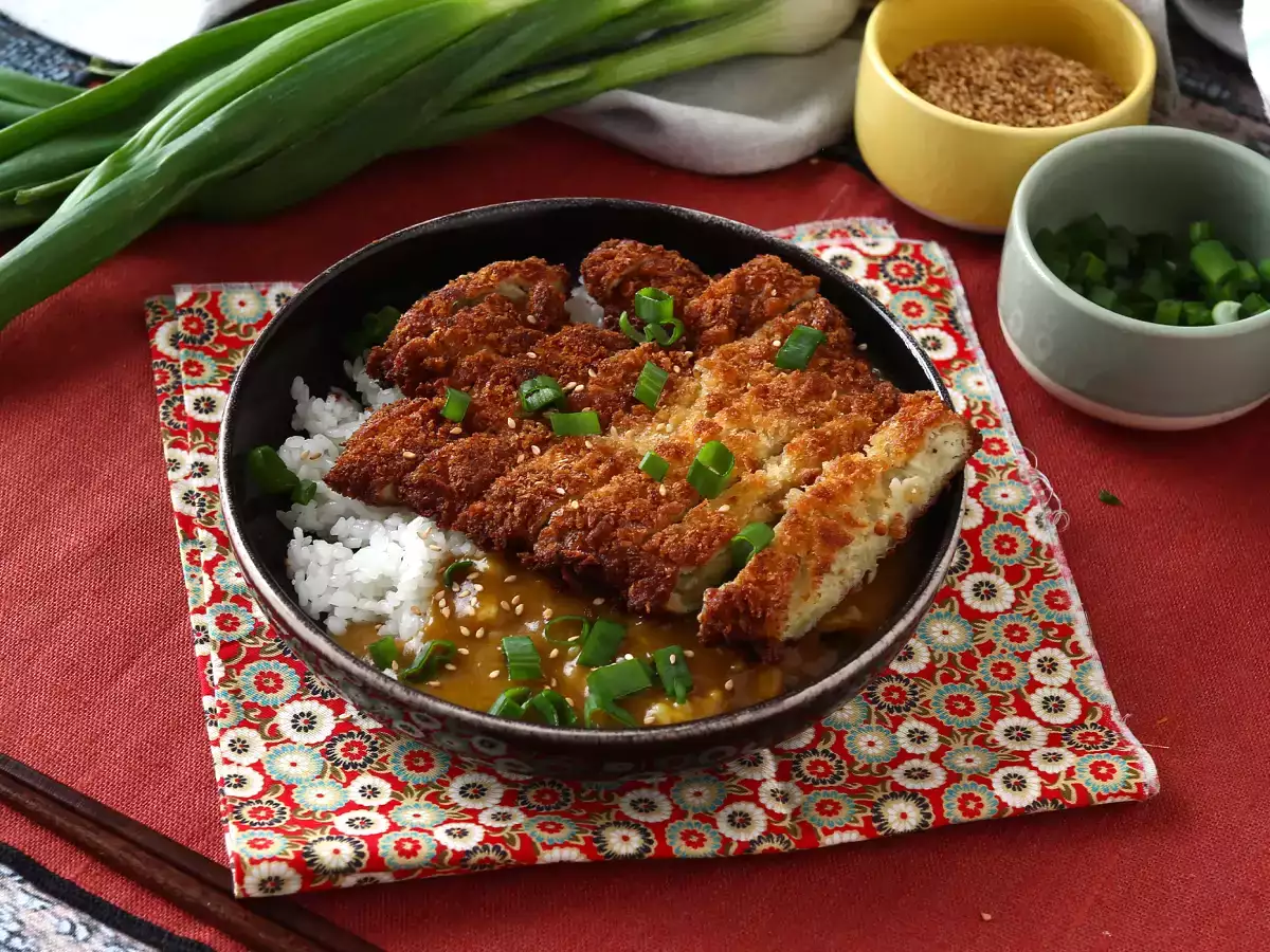 Паниран патладжан с панировка панко, японско къри в стил кацу, но вегетарианско - снимка 6