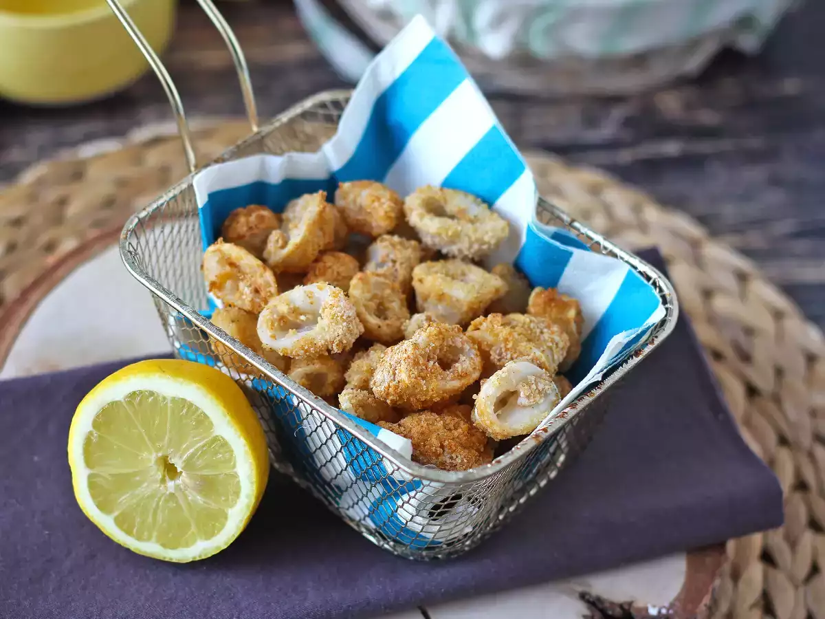 Пръстени от калмари във фритюрник хрупкави и леки - снимка 5