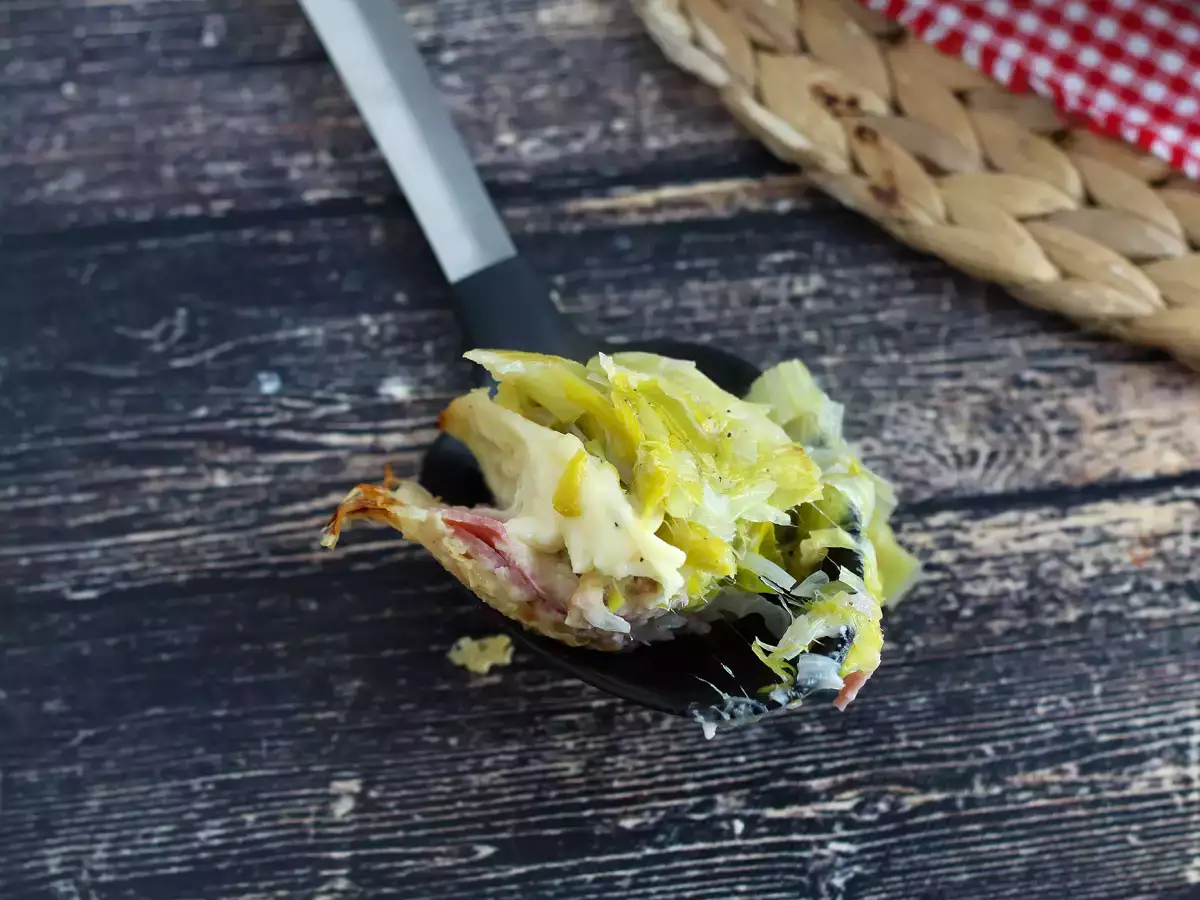 Праз au gratin с варена шунка и сирене - снимка 4