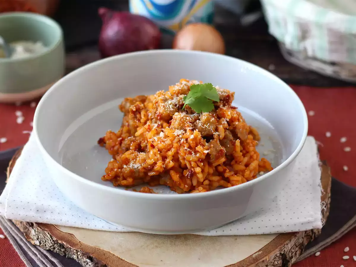 Ризото с ндуя и наденица – основно ястие с наситен вкус - снимка 2