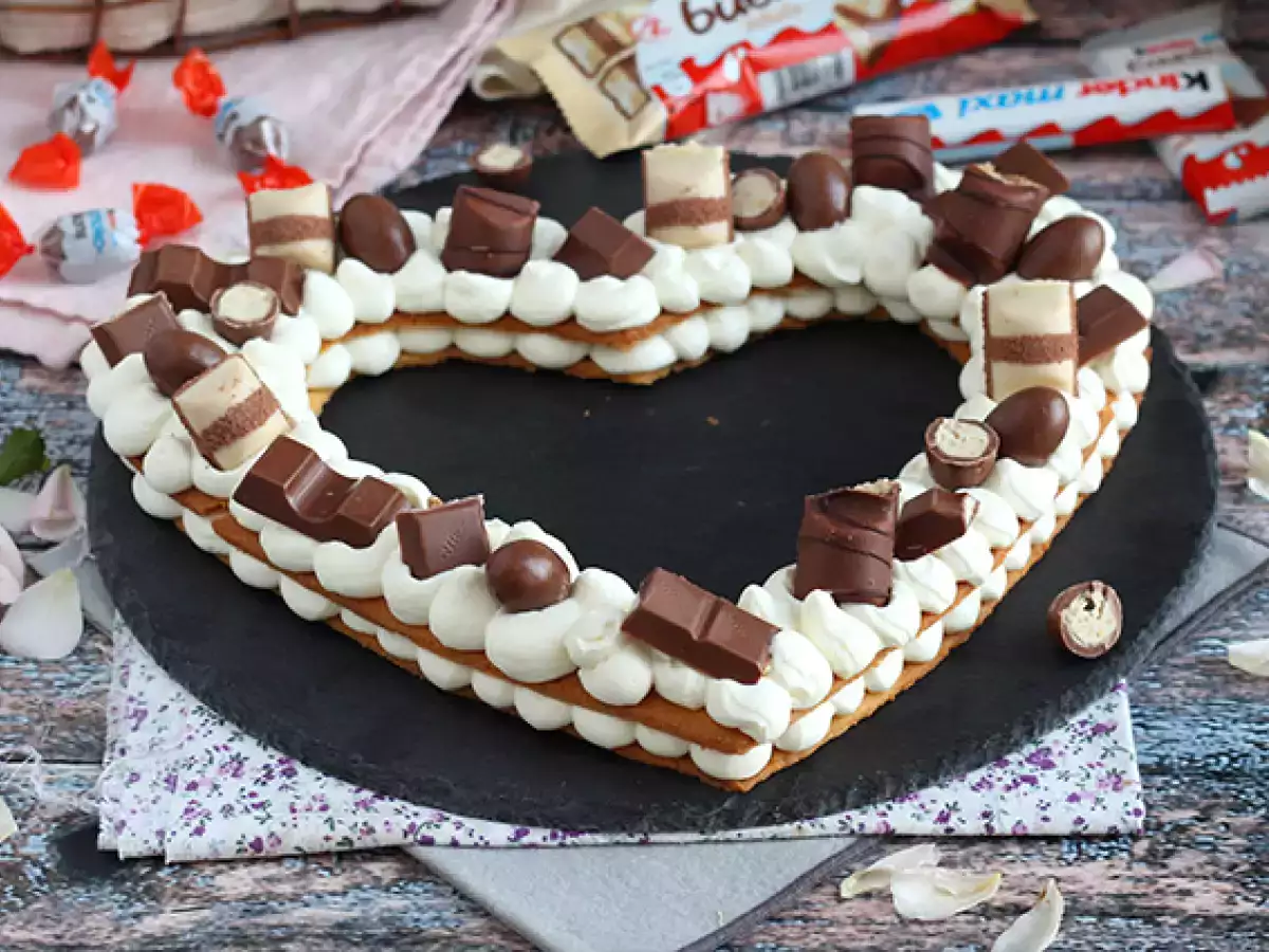 Торта сърце с Kinder – тарта във формата на сърце за Свети Валентин - снимка 2