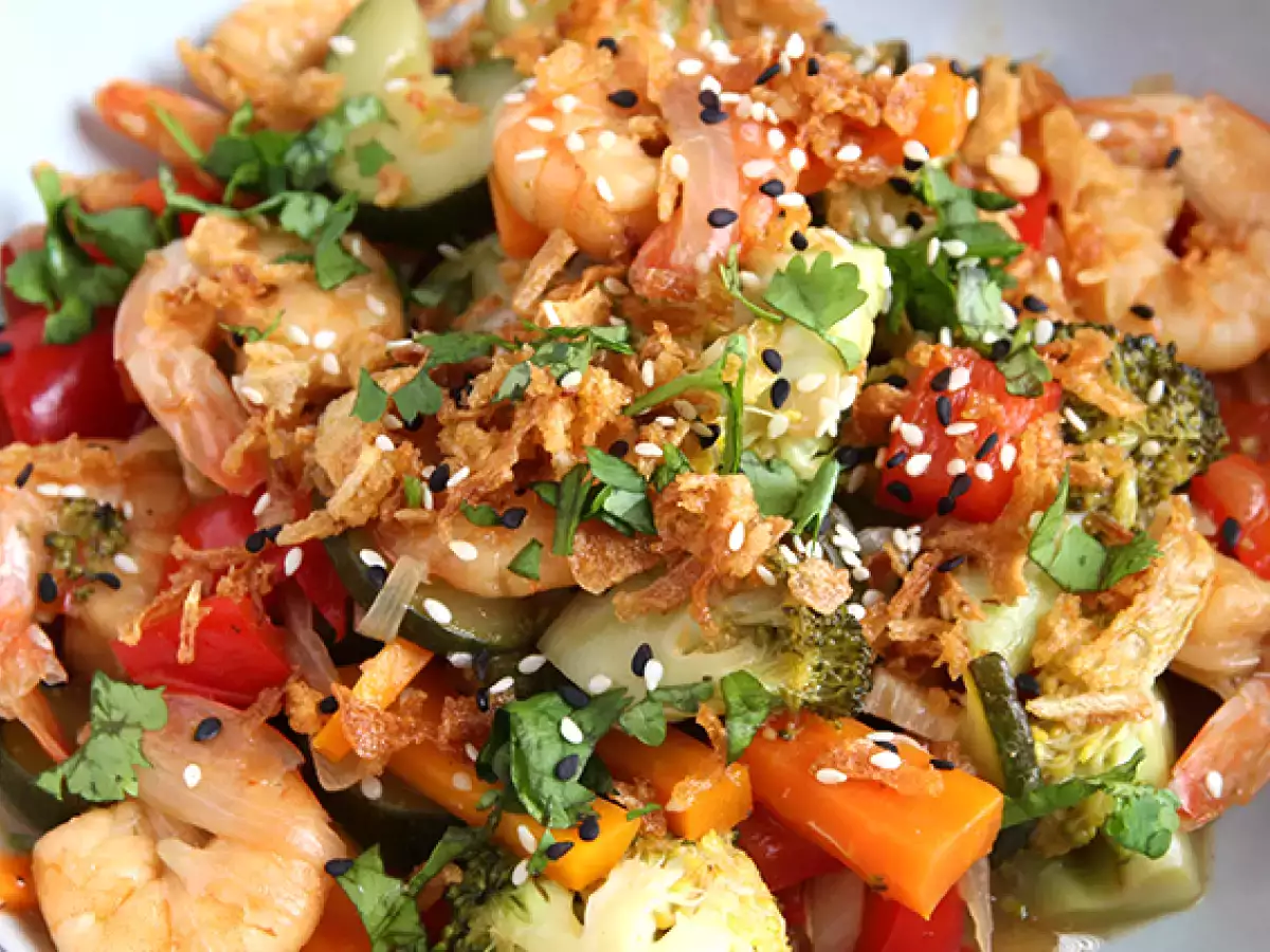 Зеленчуков уок със скариди - снимка 5